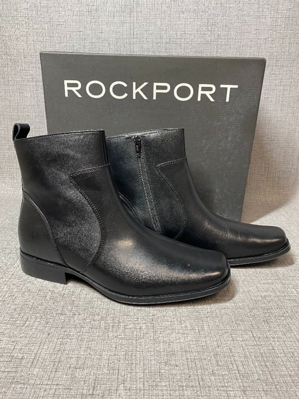 NEW Rockport Toloni Black Leather Boots
